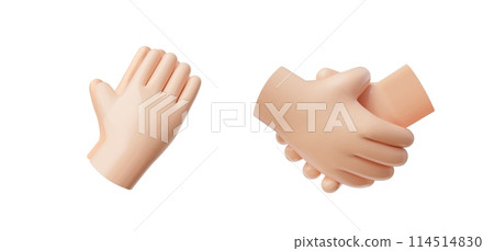 3D hand gesture icons in cartoon style on isolated background. 114514830