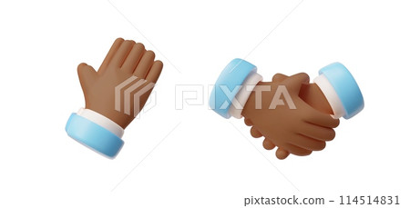 Greeting and handshake gestures 3D vector icon set Greeting and handshake gestures 3D vector icon set 114514831