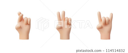 A set of 3D hand gestures in vector format on a white background A set of 3D hand gestures in vector format on a white background 114514832