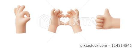 Hand gesture signs 3D vector illustration set Hand gesture signs 3D vector illustration set 114514845