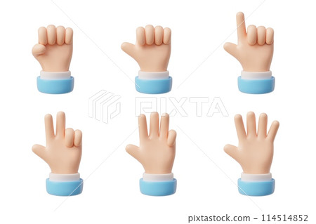 Varied hand gestures 3D vector set 114514852