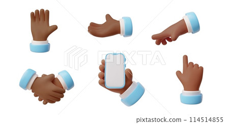 3D hand gestures vector illustration set 114514855