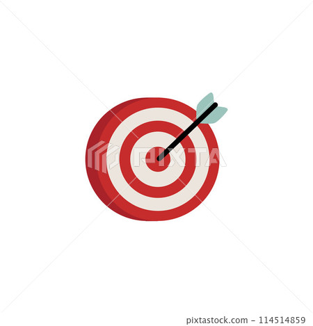 Vector illustration of a target with a hit arrow with a feather and plastic parts 114514859