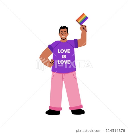 Pride day unity with rainbow flag vector illustration. 114514876