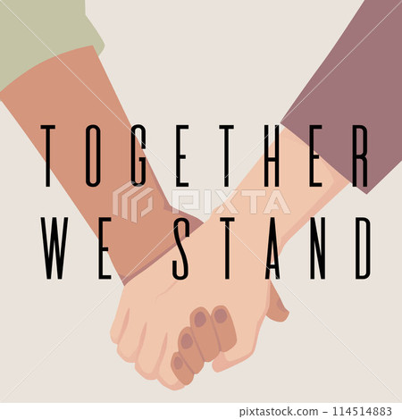 Multicultural people stick together vector flat poster, Human rights, equality, community tolerance, held hands gesture 114514883
