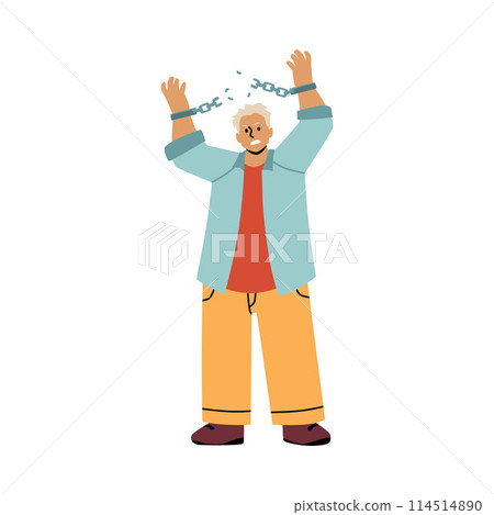 Man breaks the hands chain flat vector, cartoon hands in fists breaking the chain of shackle cuffs, Human rights fight Man breaks the hands chain flat vector, cartoon hands in fists breaking the chain of shackle cuffs, Human rights fight 114514890