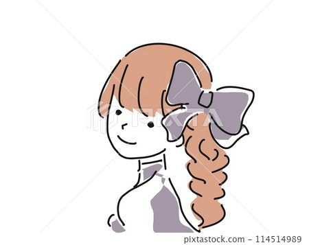 Illustration of a woman wearing a ribbon Illustration of a woman wearing a ribbon 114514989