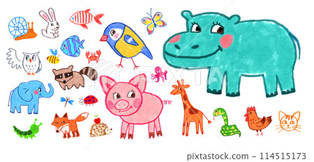 Animals set of child drawings 114515173