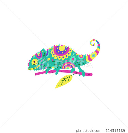 Mexican chameleon with colorful alebrije design. Vector illustration. 114515189