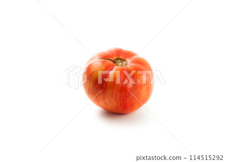 Pink tomato isolated on white background with clipping path. . 114515292