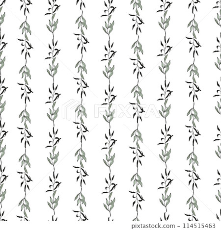 Leaves seamless floral pattern, hand drawn elements for design textile, wallpaper and craft Leaves seamless floral pattern, hand drawn elements for design textile, wallpaper and craft 114515463
