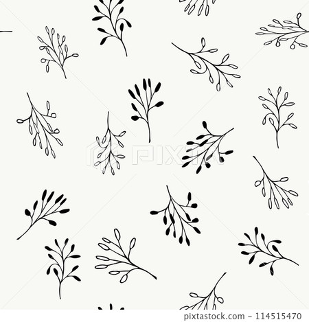 Leaves seamless floral pattern, hand drawn elements for design textile, wallpaper and craft 114515470