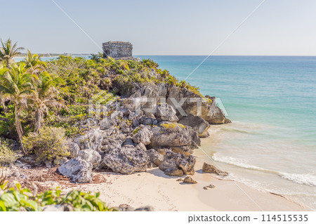 Beautiful archaeological site of the Mayan culture in Tulum, Mexico 114515535