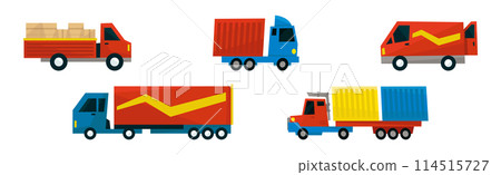 Warehouse and Logistic Service with Truck and Lorry Transport Vector Set 114515727