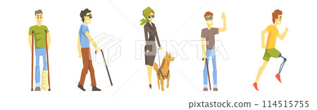 People with Different Disability and Injury Vector Set People with Different Disability and Injury Vector Set 114515755