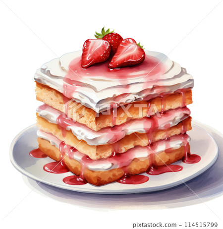 Delicious Cake With Fresh Strawberries 114515799