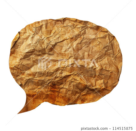 Brown Crumpled Paper Speech Bubble 114515875