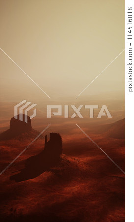 Alien Landscape With Dominant Rock Formation 114516018