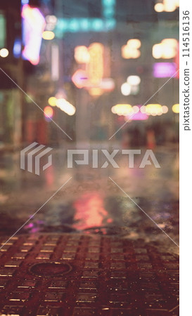 Blurry Night City Street in Asian Town 114516136