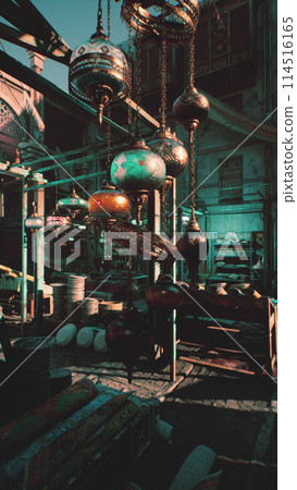 Vintage Oriental Market With Traditional Lanterns Vintage Oriental Market With Traditional Lanterns 114516165