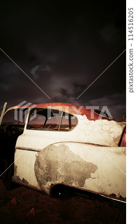 Abandoned Vintage Car in Field - Stock Illustration [114516205] - PIXTA