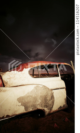 Vintage Car Abandoned in Field Vintage Car Abandoned in Field 114516207
