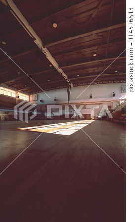Large Empty College Basketball Gym With Seats 114516513