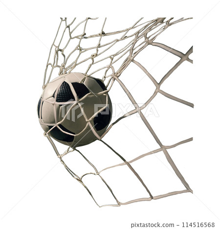Football. The ball flies into the net. Close-up, no background 114516568