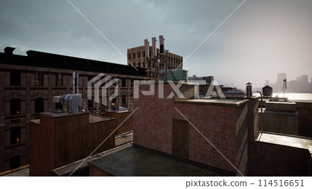 A view of a city from the roof of a building 114516651