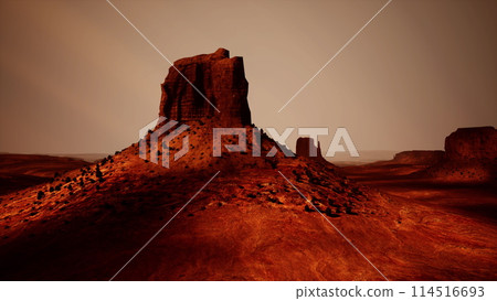 Massive Rock Formation Amid Desert Landscape 114516693