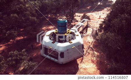 Futuristic hotel in the australian bush 114516807