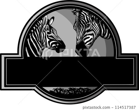monochrome striped African Zebra, vector illustration draw monochrome striped African Zebra, vector illustration draw 114517387