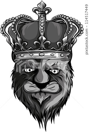 vector illustration of silhouette of king lion on white background 114517449