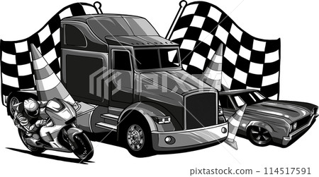 vector illustration of monochrome set transportation on white background vector illustration of monochrome set transportation on white background 114517591