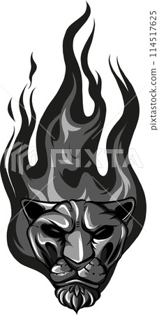 Vector illustration of head tiger with flames on white background Vector illustration of head tiger with flames on white background 114517625
