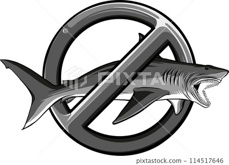 monochrome shark in forbidden symbol. vector illustration design 114517646