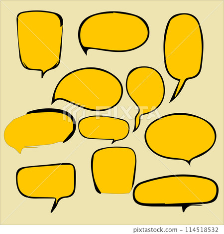 speech bubbles set in yellow and yellow color speech bubbles set in yellow and yellow color 114518532