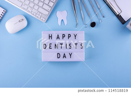 World dentists day concept with stomatology tools 114518819