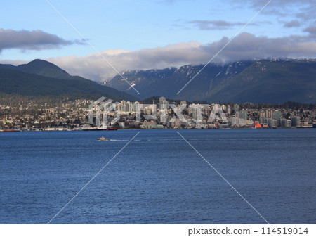 North Vancouver seen from downtown on a sunny winter day. British Columbia, Canada 114519014