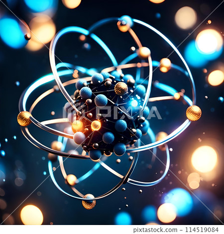 Quantum physics concept of atoms interactions. Generative Ai 114519084