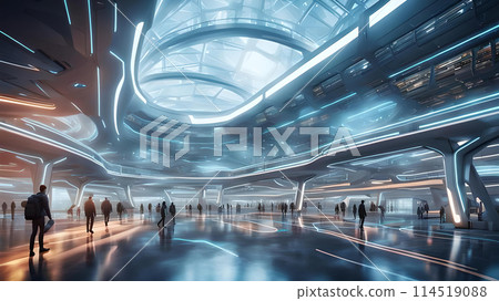 Modern transport center hub. Generative AI 114519088