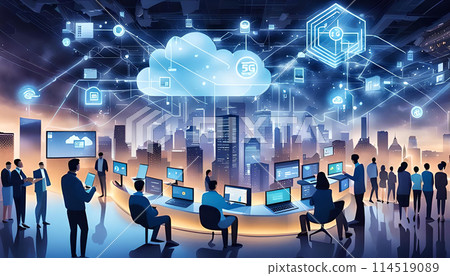 Cloud computing concept. Communication network. Generative Ai 114519089