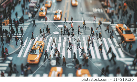 從上方看人們穿越十字路口 114519120