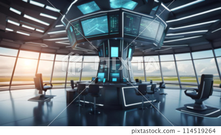 Beautiful blurred background modern interior of a control tower at an airport Beautiful blurred background modern interior of a control tower at an airport 114519264