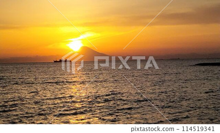 Sunset over Mount Fuji 114519341