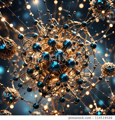 Quantum physics concept of atoms interactions. Generative Ai 114519589