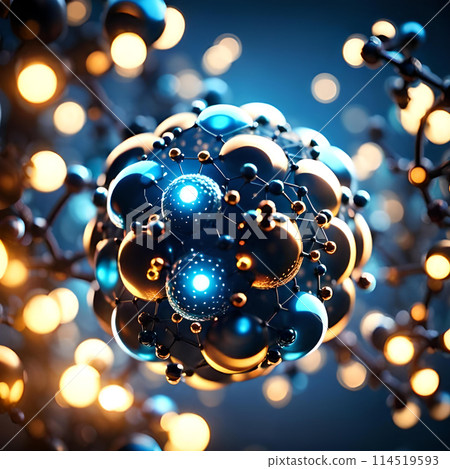 Quantum physics concept of atoms interactions. Generative Ai 114519593