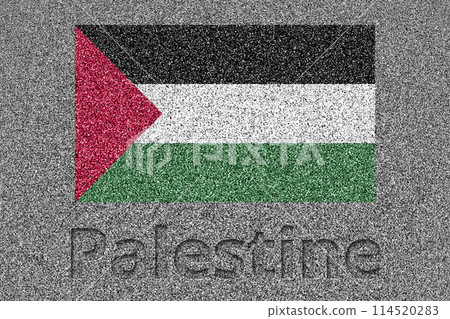 The Palestinian flag painted on a stone slab and the word "Palestine" carved into it The Palestinian flag painted on a stone slab and the word "Palestine" carved into it 114520283