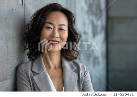 Middle-aged Asian businesswoman smiling professionally 114520451