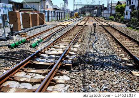 Preparations are underway... The track switching work for the elevated section of the Kasukabe-Kita-Kasukabe section is imminent 114521037